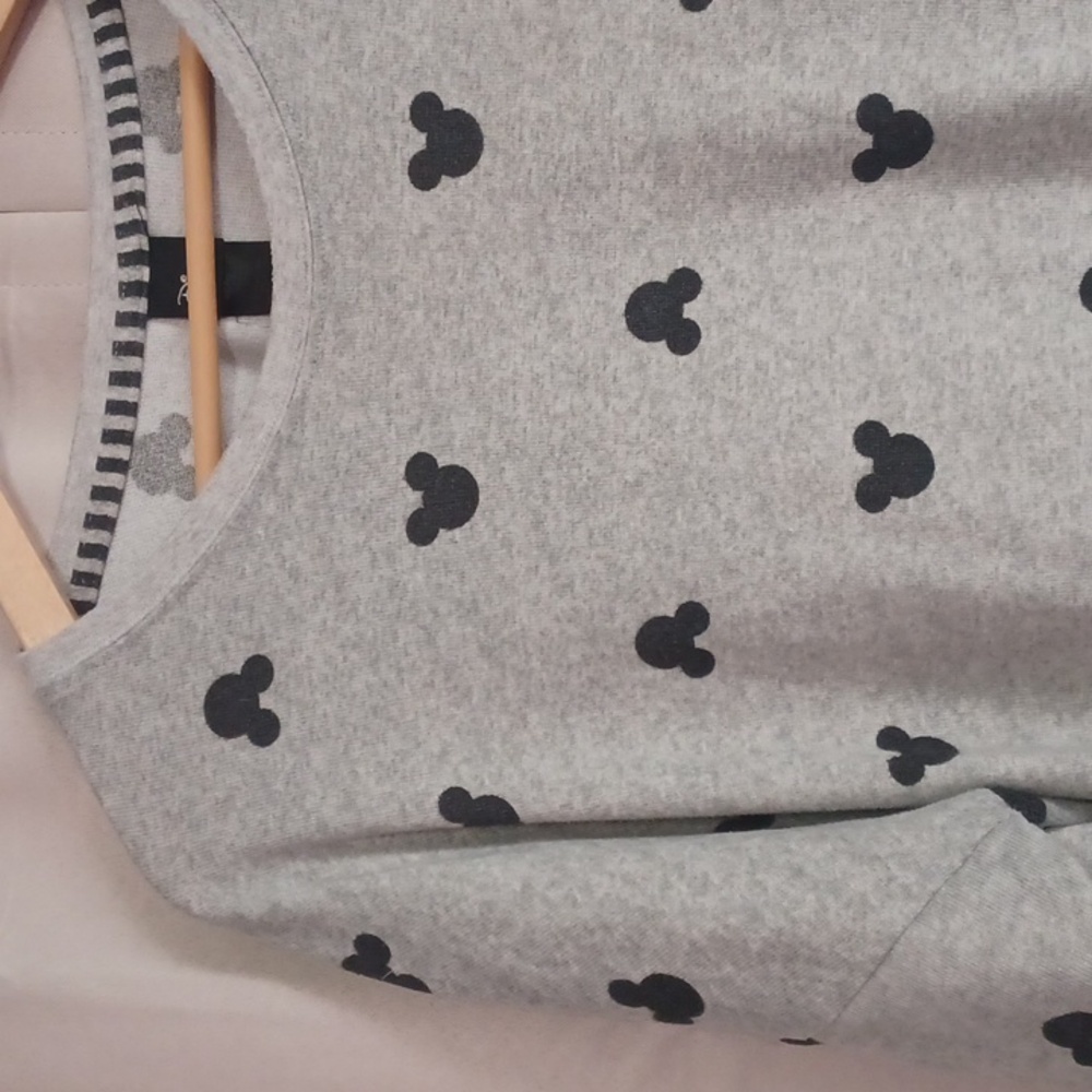 Disney Soft Knit Gray Long Sleeve Top, Mickey Mouse Pattern - Picture 4 of 15